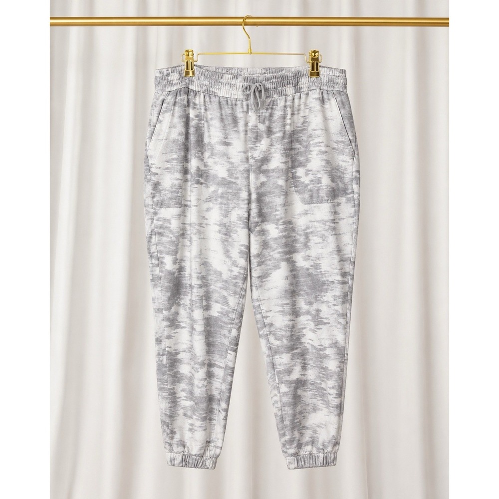 Athleta Farallon Printed Jogger Inversion Light Gray White Pull On Plus Sz 24 3X